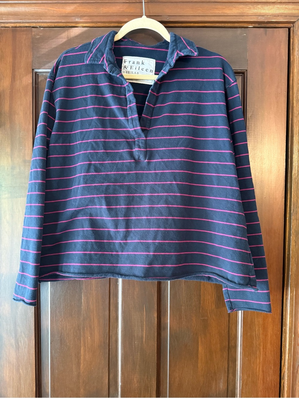 Frank & Eileen Navy and Pink Striped Pullover